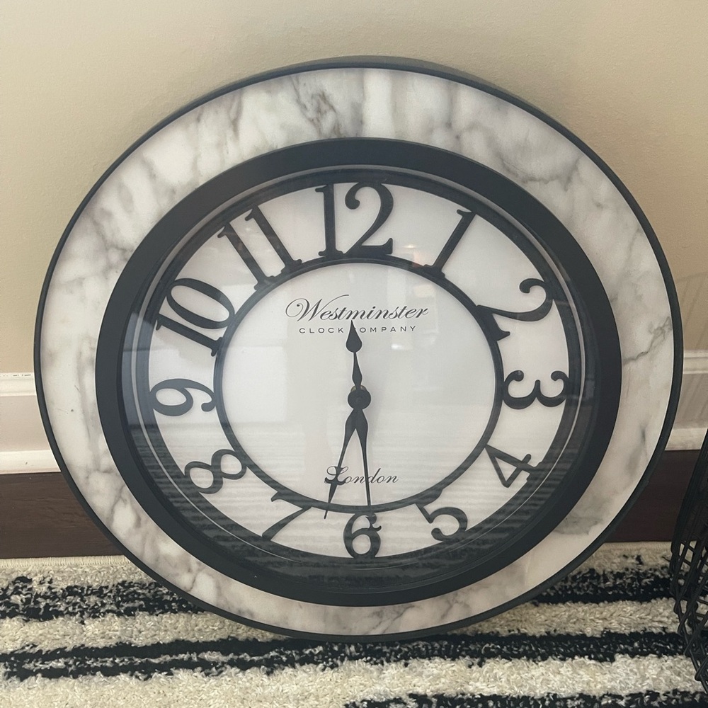 Modern/Minimalist Black & White w/Gray Accents Clock